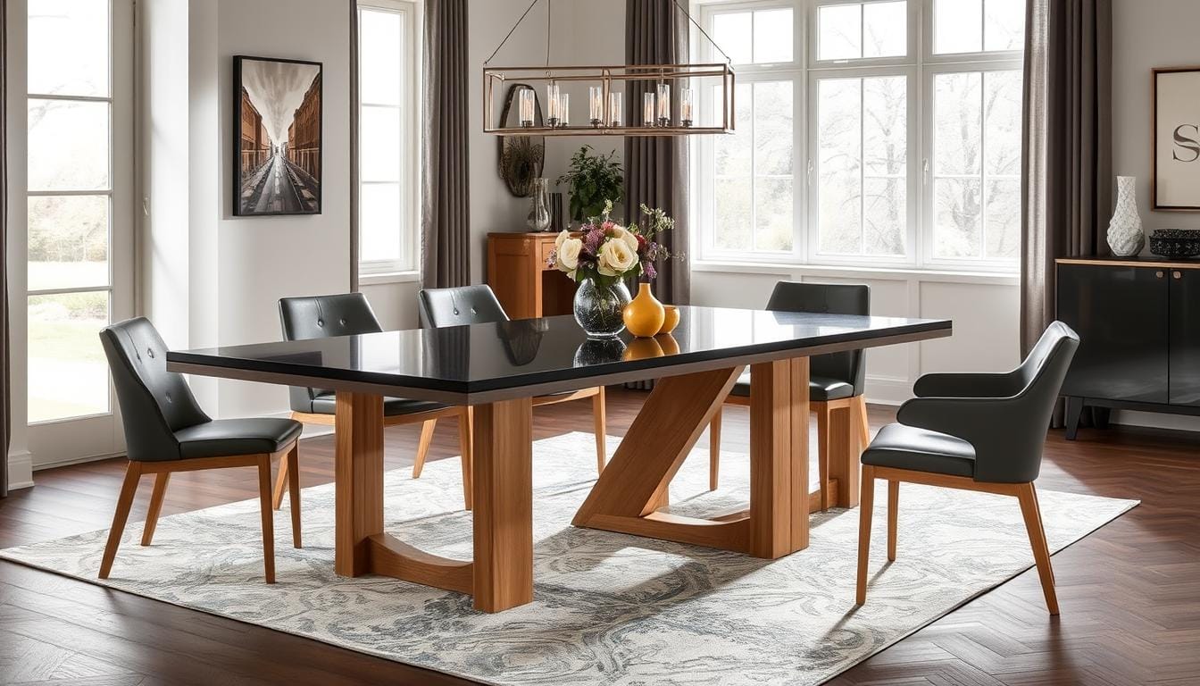 oak tropez rectangular dining table black