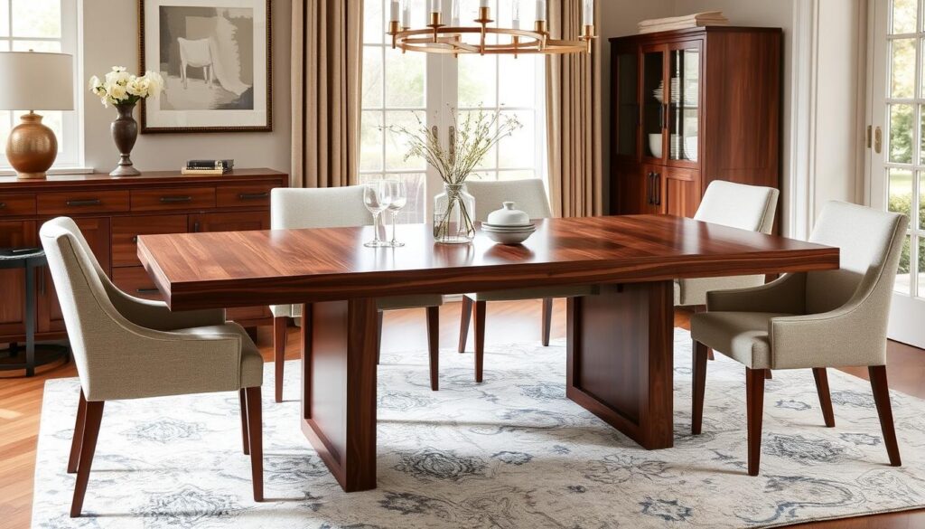 dining table with self storing leaves