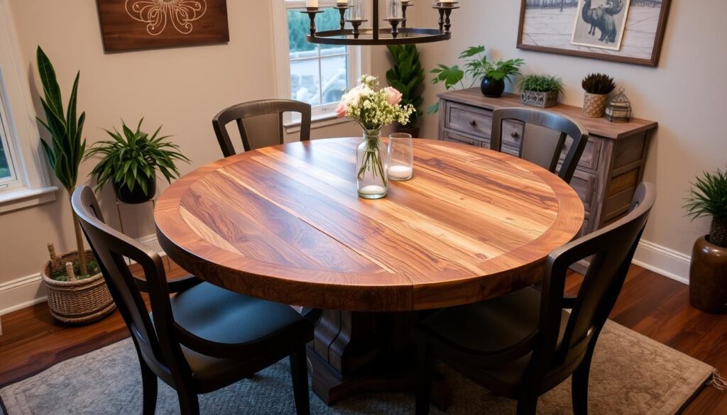 round rustic dining table