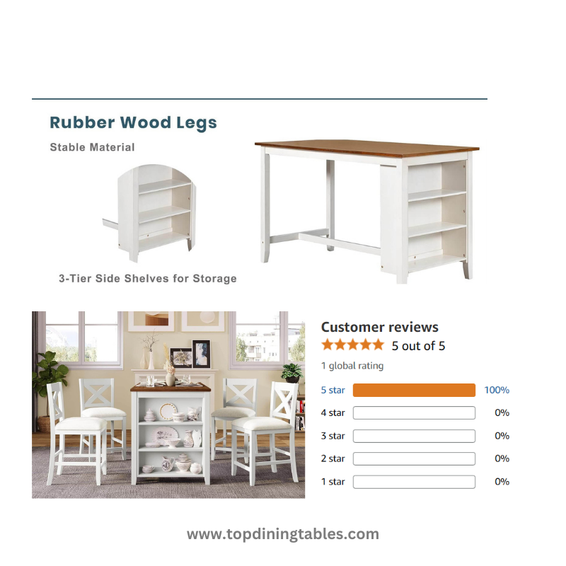 Charming 5-Piece Counter Height Dining Set with Smart Storage