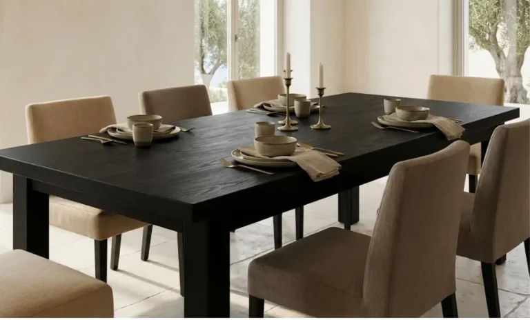 Oak Tropez Rectangular Dining Table Black: Seats 6-8