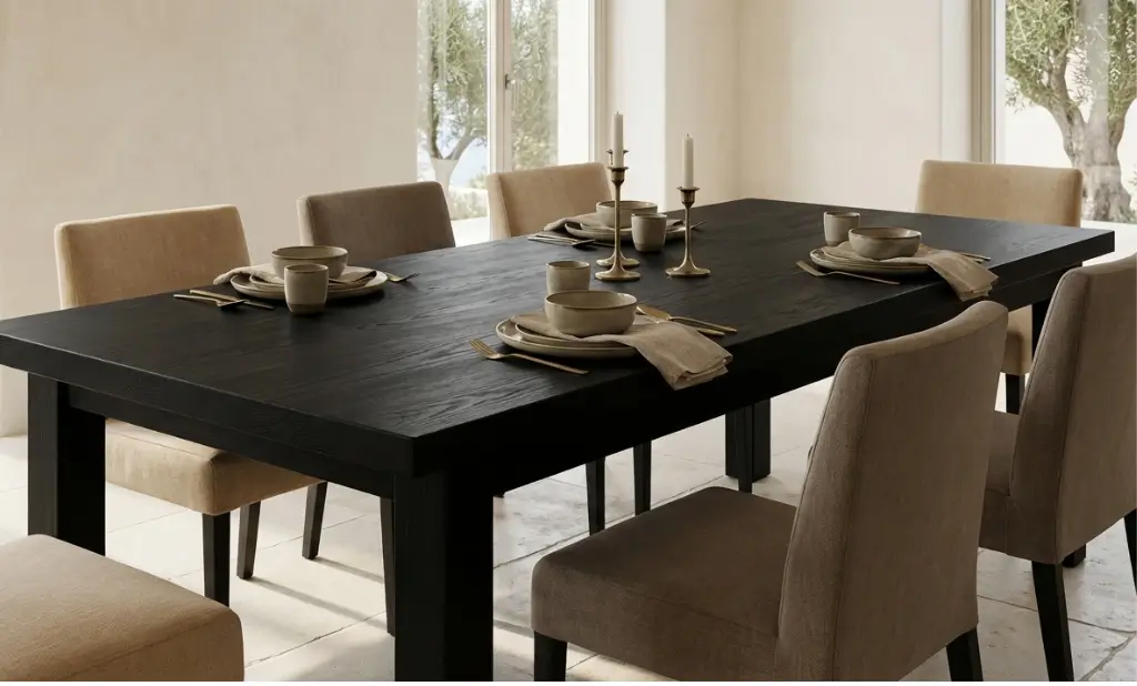 Oak Tropez Rectangular Dining Table Black: Seats 6-8