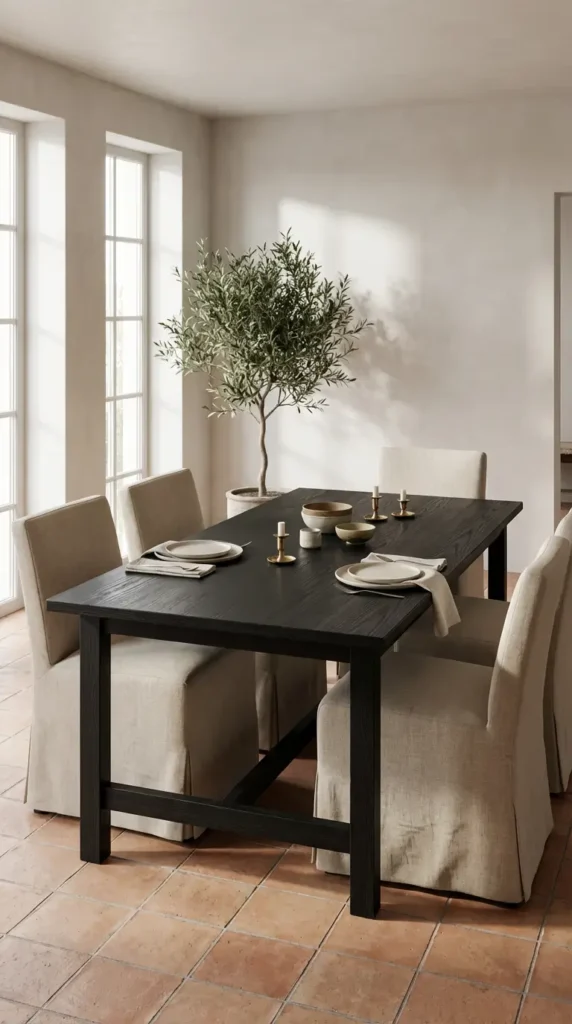 Six diners sit comfortably with proper elbow room