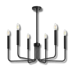 Lynnoland Black Chandelier 6-Light Farmhouse Proven 47" Fixture