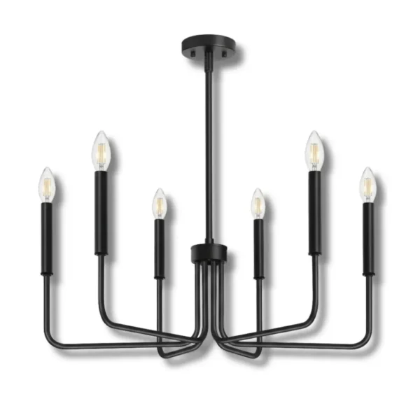 Lynnoland Black Chandelier 6-Light Farmhouse Proven 47" Fixture
