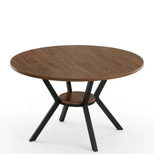 MECHYIN Round Farmhouse Dining Table for 4 with Storage