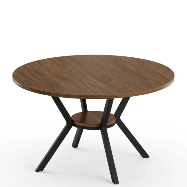 MECHYIN Round Farmhouse Dining Table for 4 with Storage