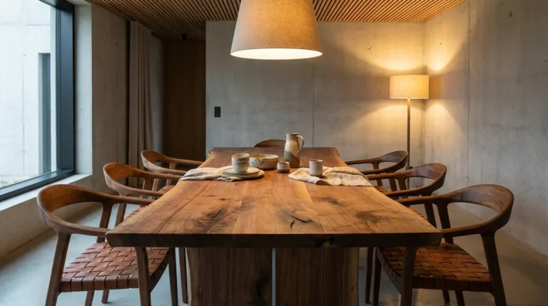 natural wood dining table